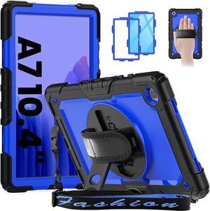 Galaxy Tab A7 Case, Heavy Duty Protective 10.4 Inch Tab A7 Case with S Pen Holder/Rotating Kickstand/Handle/Shoulder Strap/Screen Protector for Samsung Galaxy Tab A7 (Blue)