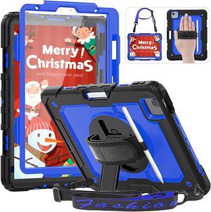 iPad Air 5th/4th Generation Case 10.9 Inch 2022/2020, Full Protection Shockproof Case with Screen Protector, Pencil Holder/Hand Strap/Shoulder Strap/Stand, Case for iPad Air 5/4 gen, Blue