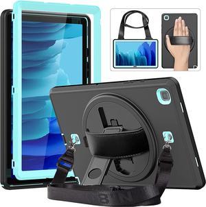 Case for Samsung Galaxy Tab A7 10.4 Inch, Shockproof Protective Case with Screen Protector, 360 Rotating Stand/Hand Strap,Pencil Holder for Samsung Tab A7 2020 (SM-T500/T505/T507), Light Blue