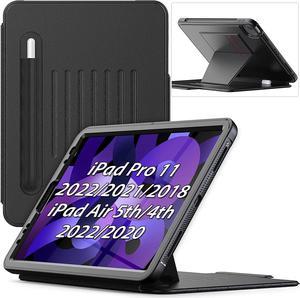 Smart Magnetic Cover for iPad Pro 11 inch 2021/2020/2018, Shockproof Protective Case with Auto Wake/Sleep Case,Multi-Angle Magnetic Stand,Pencil Holder,Card Slots for iPad Air 5th/4th,Black