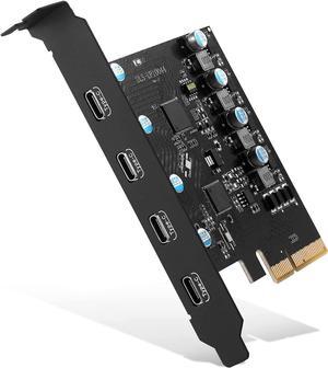 PCIe Gen3 x2 USB 3.2 / 3.1 Card ASM3142- PCI Express to 4-Port Type C HUB Internal Expansion Card Controller Adapter PCI Express Card Desktop PC Support Multiple INs