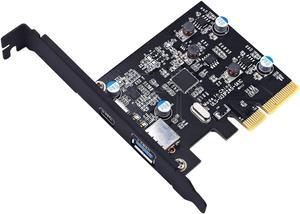 TOTOVIN PCI-E PCI Express to USB 3.1 Gen 2 (10 Gbps) Type A+Type C Expansion Card Asmedia Chipset for Windows 7/8/8.1/10/Linux Kernel (Type A+Type C)