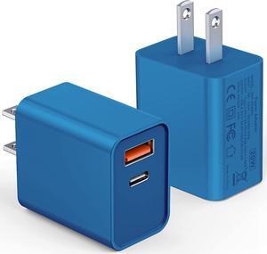 2 Pack USB C Charger, 20W PD iPhone Fast Charger Dual Port Plug Type C Charger Compatible for iPhone 14 Plus/iPhone 14 Pro/iPhone 14 Pro max/13 Pro max/iPhone 12/11/X/SE3 iPad Pro Cube, Dark Blue - OEM