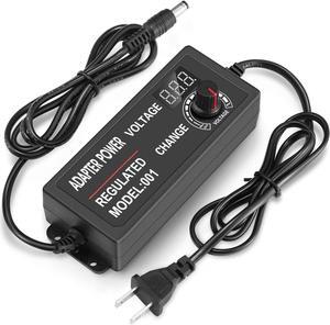 3V-12V 5A 60W Adjustable Power Supply with LED Display, Variable DC 3V 5V 6V 9V 12V Universal AC/DC Adapter, 100V-240V AC to DC 3-12V Switching Power Converter Multi-Voltage Regulated Adaptor - OEM