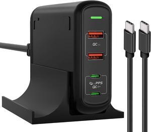 150W USB C Charging Station, 4-Port Quick Charger for Smartphone&Laptop, Single USB-C 100W Charger Adapter, Type-C PD 3.0 Compatible for iPhone,Samsung Galaxy,iPad,MacBook,Pixel(1 USB C Cable Offer) - OEM