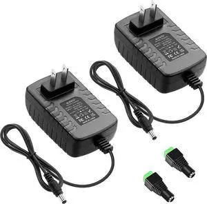 5V 3A Power Supply Adapter Converter Cord 5.5mm x 2.5mm 2.1mm Plug AC 100V~240V to DC 5 Volt 3000mA 2500mA 15W for WS2812B WS2811 LED Pixel Light CCTV Camera USB-HUB Wireless Router (2 Pack) - OEM
