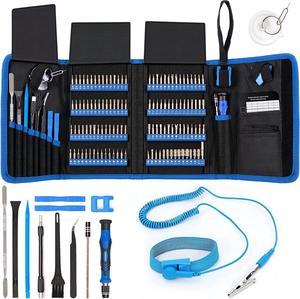 Precision Screwdriver Set 142-Piece + Anti Static Wrist Strap Bundle, Electronics Repair Toolkit for iPhone, MacBook, Computer, Laptop, PC, Tablet, PS4, Xbox, Nintendo, Game Console