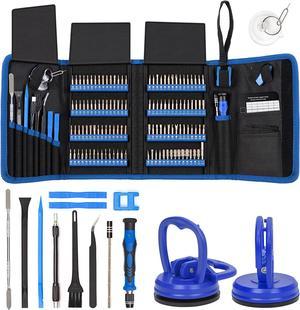 Precision Screwdriver Set 142-Piece + 2-Piece Suction Cups Bundle, LCD Screen Remover for Computer, iPhone, Laptop, Cell Phone, Macbook, PS4/5, Tablet Electronics Repair