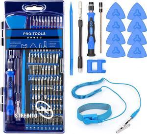 Precision Screwdriver Set 124-Piece + Anti Static Wrist Strap Bundle, Electronics Repair Toolkit for Computer, iPhone, Laptop, Cell Phone, Macbook, PS4/5, Tablet