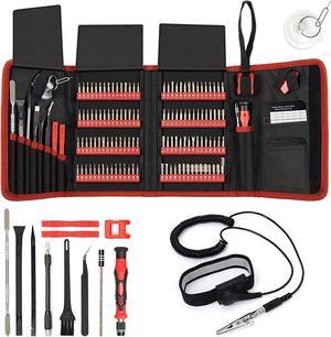 Precision Screwdriver Set 142-Piece + Anti Static Wrist Strap Bundle, Electronics Repair Toolkit for iPhone, MacBook, Computer, Laptop, PC, Tablet, PS4, Xbox, Nintendo, Game Console