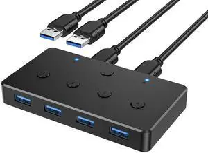 KVM Switch,USB 3.0 Switcher 2 Computers Share 4 USB 3.0 Ports for Mouse, Keyboard,Printer and More,USB Switch Compatible with Mac/Windows/Linux KVM Switch,USB 3.0 Switcher 2 Computers Share 4 USB 3.0 Ports for Mouse, Keyboard,Printer and More,USB Switch Compatible with Mac/Windows/Linux