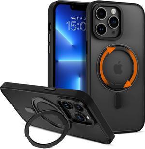 Case for iPhone 13 Pro Max, Magnetic Case [Compatible with Magsafe] with 360° Rotatable Ring Holder Invisible Stand Slim Transparent Men Women Shockproof Protective Phone Cover 6.7 Inch, Black