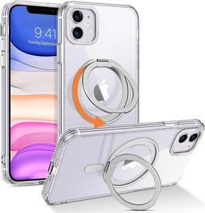 Case for iPhone 11, Magnetic Case [Compatible with Magsafe] with 360° Rotatable Ring Holder Invisible Stand Slim Transparent Men Women Shockproof Protective Phone Cover 6.1 Inch, Clear