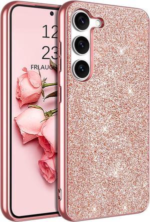 Case for Samsung Galaxy S23 Plus, S23 Plus/S23+ Case 6.6 Inch Glitter Bling Sparkly Shiny Slim Women Girls Hybrid Soft Smooth Shockproof Protective Girly Phone Cases Cover, Rose Gold/Pink