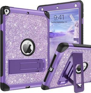 iPad 6th Generation Case,iPad 5th Generation Case,iPad Air 2 Case,iPad 9.7 Inch Case 2017/2018, iPad Pro 9.7 Case with Pencil Holder Kids Women Girls Shockproof Protective Tablet Cover, Purple