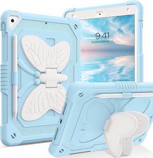 Case for iPad 6th5th Generation 97Inch 20182017 Model iPad Air 2 CaseiPad Pro 97 Case Kids Women Boys Shockproof Protective Tablet Cover with Pencil Holder Butterfly Kickstand Blue