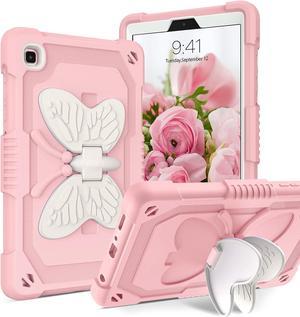 Samsung Galaxy Tab A7 Lite Case,Galaxy Tab A7 Lite Case 8.7 Inch Silicone Kids Girls with Butterfly Kickstand Shockproof Protective Tablet Cover for Samsung Tab A7 Lite SM-T225/T220/T227,Pink