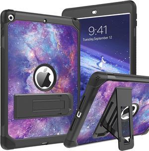 Case for iPad 9th 8th 7th Generation, iPad 10.2 Case with Pencil Holder Stand Soft Silicone Hard PC Shockproof Protective Tablet Cover for iPad 9th 8th 7th 2021/2020/201910.2 Inch,Purple/Black