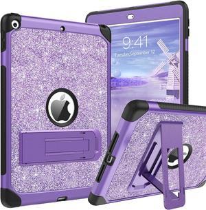 iPad 10.2 Inch Case, iPad 9th 8th 7th Generation Case Glitter Bling Sparkle Girls Kids Kickstand Heavy Duty Shockproof Protective Tablet Cover for iPad 9th 8th 7th Gen 2021/2020/2019, Purple