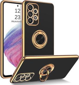 for Samsung Galaxy A53 5G Case 6.5 Inch with Rotatable Ring Holder Magnetic Kickstand Slim Women Girls Men Finger Loop Shockproof Protective Phone Cover for Samsung Galaxy A53 5G (2022),Black