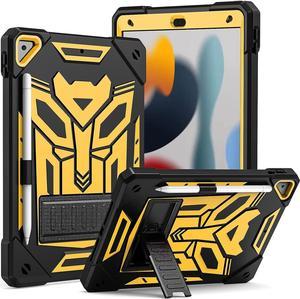 for iPad 9th Generation Case iPad 8th 7th Generation Case with Kickstand Pencil Holder for Kids Girls Heavy Duty Rugged Protective Tablet Cover for iPad 10.2 Case 2021 2020 2019 Black Gold