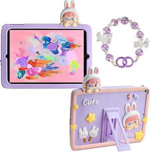 for iPad 6th 5th Generation Cases iPad Air 2 Case iPad 9.7 Case with Kickstand Beads Keychain for Kids Cute Rabbit Girls Protective Case Cover for iPad 2018 2017 iPad Pro 9.7 inch Case Pink