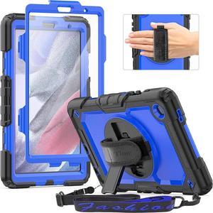 Case for Samsung Galaxy Tab A7 Lite 8.7" 2021 (SM-T220/T225/T227), Durable Sturdy Protection Case with Built-in Screen Protector Rotating Stand Handle Strap Case for Galaxy A7 Lite-Dark Blue