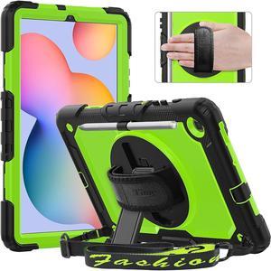 Case for Galaxy Tab S6 Lite 10.4" 2020/2022 (SM-P610/ P615/ P613/ P619), with Pen Holder Built-in Screen Protector&360 Degree Swivel Stand&Hand Strap&Shoulder Strap Case for Tab S6 Lite-Green