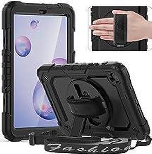 Case for Samsung Galaxy Tab A 8.4 Inch 2020, SM-T307 Case, with Stylus Holder Screen Protector/Swivel Stand/Hand Strap/Shoulder Strap, Heavy Duty Protective Tablet Case for SM-T307U- Black