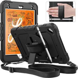 iPad Air 5th/ 4th Generation Case (iPad Air 10.9 Case, iPad Air 5/4 Case): with Strong Protection, Screen Protector, Handle, Shoulder Strap, 360° Rotating Stand, Pencil Holder - Black