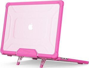 MacBook Air M2 Case (MacBook Air 13.6 inch Case 2022 Release A2681 M2 Chip): with Strong Protection, Scratch-Proof, Shockproof, Dropproof, Stand and Heat Dissipation - Pink