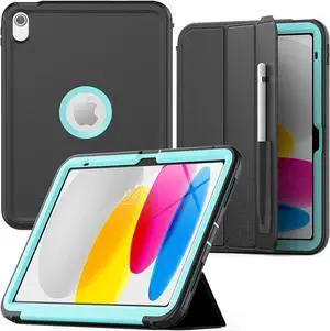 Case for iPad 10th Generation 10.9-inch 2022. Heavy Duty Shockproof Case for iPad 10th Generation with Pencil Holder, Folding Stand, Auto Sleep/Wake Smart Cover for iPad 10.9'' -Light Blue