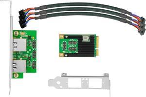 Gigabit Network Card, 10/100/1000Mbps Dual RJ45 Copper Port Mini PCIe Ethernet Server Adapter, with Intel I350 Chip, Mini PCI Express NIC Support Windows Server/Linux/VMware