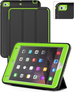 iPad Mini 5 / Mini 4 Case 7.9 Inch, Durable Sturdy Heavy Duty Shockproof Protection Folio Stand Case with Smart Cover Auto Sleep/Wake for iPad Mini 5th / 4th Generation, Black/Green