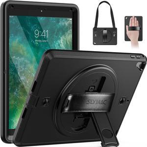 iPad 5th/6th Generation Case iPad 9.7 Case  Full Protection iPad Case with Screen Protector Pencil Holder [360 Rotating Hand Strap/Kickstand] Shockproof Case for iPad Pro 9.7/iPad Air 2 Black