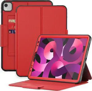 HCSOWD iPad Air 5th/4th Generation Case 10.9 Inch, Magnetic Folio Stand, Auto Sleep/Wake Smart Protective Cover for iPad Air 5/ Air 4 with Pen Holder and Card Slot, Red