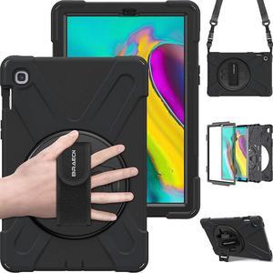 Galaxy Tab S5e Case, Heavy Duty Shockproof Protective Case with Rotating Kickstand/Hand Strap and Carrying Shoulder Strap for Samsung Galaxy Tab S5e 10.5 Inch 2019 Tablet SM-T720/SM-T725(Black)