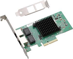 Dual-Port PCIe x4 Gigabit Network Card with Intel I350 1000M PCI Express Ethernet Adapter with Intel I350-T2 Two Ports LAN NIC Card for Windows/Server/Linux/Freebsd/DOS