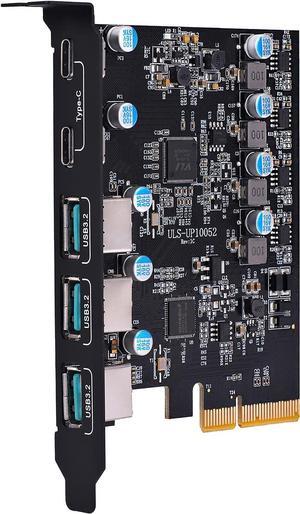 PCIe Gen3 x2 USB 3.2/3.1 Card - PCI Express to 5-Port[Type C (2), Type A (3) ] USB 3.2 HUB Internal Expansion Card Contronller Adapter PCI Express Card Desktop PC Support Multiple INs