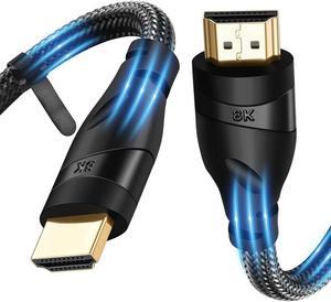 CABLEDECONN 8K HDMI 2.1 Cable 3ft/1M, Ultra 48Gbps High Speed 4K@120Hz 8K@60Hz, Braided HDMI Cord Dynamic HDR, DTS:X, 2K, 3D, eARC Compatible Dual Monitor, PS5, PS4,Fire TV