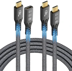 CABLEDECONN 20Gbps/240W/USB C 3.2 Gen 2 Cable 2Pack (M/Male Cable 3FT + M/Female Cable 3FT), 4K@60Hz Video and Audio Output Cord,48V/5A USB C Male Cable,Suport Thunderbolt 3 for MacBook Pro,Monitor CABLEDECONN 20Gbps/240W/USB C 3.2 Gen 2 Cable 2Pack (M/Male Cable 3FT + M/Female Cable 3FT), 4K@60Hz Video and Audio Output Cord,48V/5A USB C Male Cable,Suport Thunderbolt 3 for MacBook Pro,Monitor