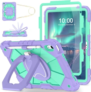 Case for iPad (A16) 11th/10th Generation 2025/2022 with Screen Protector Rotating Stand Pencil Holder Shoulder Strap Heavy Duty Shockproof Cover for iPad 10th Gen Case,Purple Green Case for iPad (A16) 11th/10th Generation 2025/2022 with Screen Protector Rotating Stand Pencil Holder Shoulder Strap Heavy Duty Shockproof Cover for iPad 10th Gen Case,Purple Green