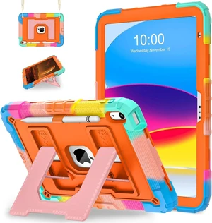 Case for iPad A16 11th Generation 11 Inch (2025) iPad 10th Generation 10.9 Inch (2022),i Pad A16 Case Military Grade Shockproof Cases with Pencil Holder Shoulder Strap,Colorful Orange Case for iPad A16 11th Generation 11 Inch (2025) iPad 10th Generation 10.9 Inch (2022),i Pad A16 Case Military Grade Shockproof Cases with Pencil Holder Shoulder Strap,Colorful Orange
