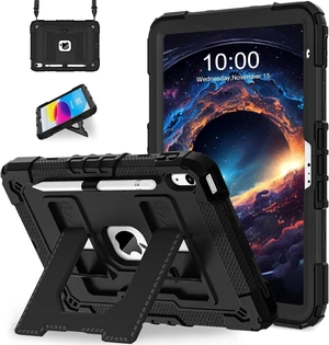 Case for iPad A16 11th Generation 11 Inch (2025) iPad 10th Generation 10.9 Inch (2022),i Pad A16 Case Military Grade Shockproof Cases with Pencil Holder Shoulder Strap,Black Case for iPad A16 11th Generation 11 Inch (2025) iPad 10th Generation 10.9 Inch (2022),i Pad A16 Case Military Grade Shockproof Cases with Pencil Holder Shoulder Strap,Black
