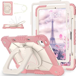 for iPad Air 13 Inch Case with Screen Protector/360 Rotating Stand/Pencil Holder/Shoulder Strap,Military Grade Shockproof Cover for iPad Air Case 13 Inch (M4/M3/M2) 2026/2025/2024,Rose Gold for iPad Air 13 Inch Case with Screen Protector/360 Rotating Stand/Pencil Holder/Shoulder Strap,Military Grade Shockproof Cover for iPad Air Case 13 Inch (M4/M3/M2) 2026/2025/2024,Rose Gold