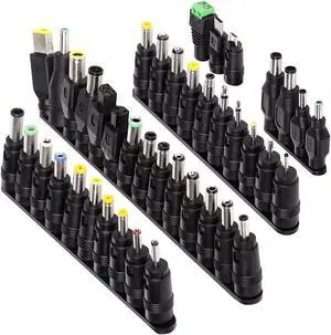 Compatible for Laptop DC Power Adapter Kits 5.5 x 2.1mm 41Pcs DC AC Power Adapter Connector Universal Power Supply Plug Jack Tips Connectors Lenovo Thinkpad Toshiba Dell and Most Notebooks