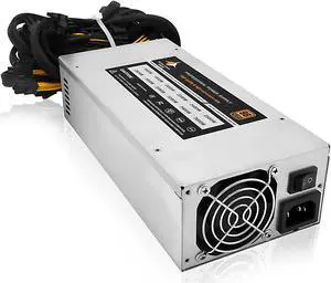 MLLIQUEA 2500W Long-line Mining Power Supply, 2U Mining Power Supply for 8 GPU BTC/ETH Rig Miner Machine, 176V-264V PSU with 15000 RPM Violent Fan