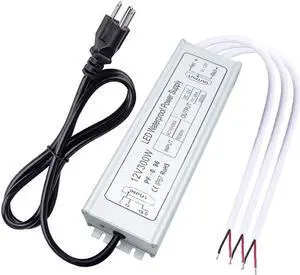 inShareplus LED Driver, 300W IP67 Waterproof Outdoor Power Supply,AC 110-260V to DC 12V 25A Low Voltage Transformer, Adapter with 3-Prong Plug for LED Light, Computer Project, Outdoor Use