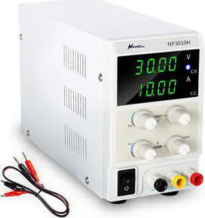 DC Power Supply Variable 30V/10A High Precision Adjustable CC/CV Power Supply 4-Digital LED Display with Free Alligator Clip for Lab Equipment, DIY Tool, Repair, Electronic Testing,Tinkering