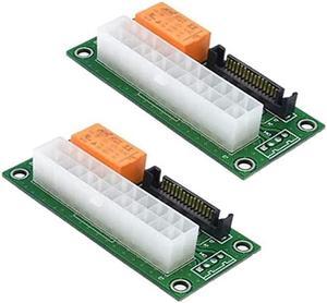 2 Pack Power Sync Starter Card Board sata Dual PSU Adapter Jumper Multiple Power Supply Connector add2psu Adapter ATX 24pin Molex Connector(2pack)